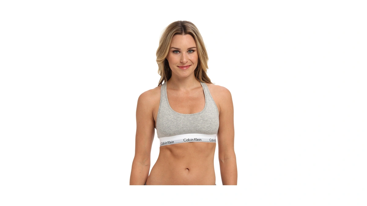 Calvin Klein Modern Cotton Unlined Wireless Bralette, Grey Heather, X-large