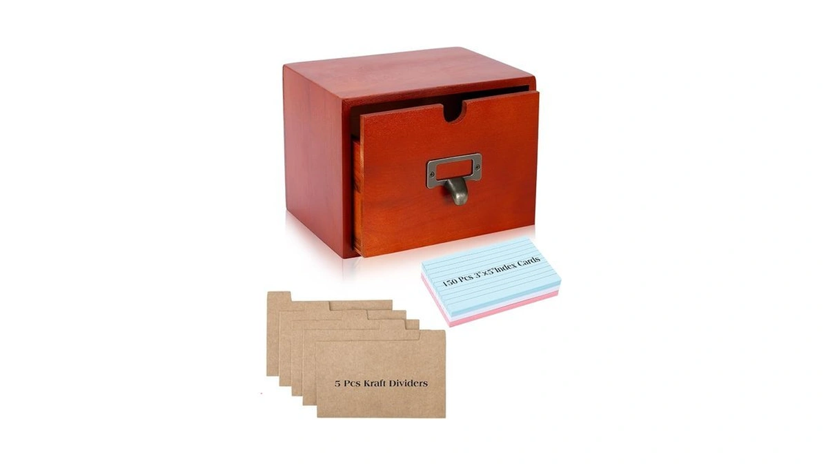Ucec Index Card Organizer 3x5 Wooden Index Card Holder Box