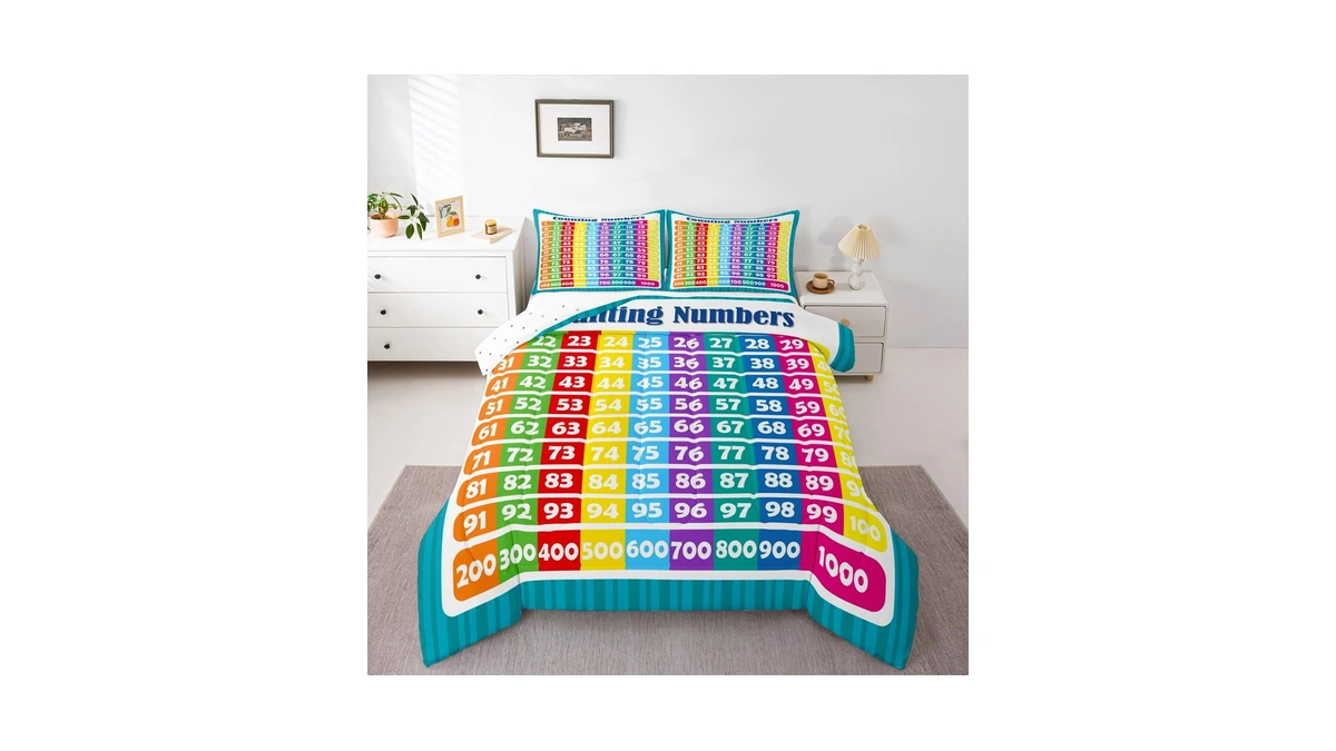 Feelyou Numbers Alphabet Bedding Set Full, Educational Learning Comforter For