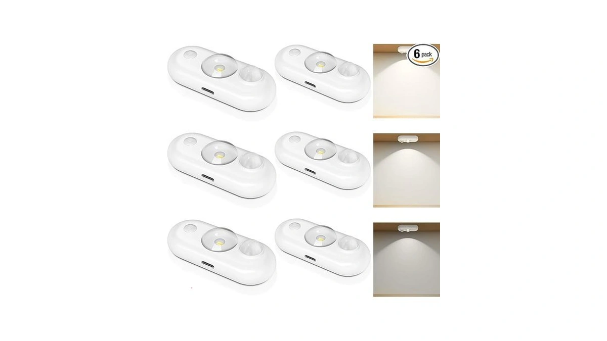 Haigvel 6-pack Rechargeable Motion Sensor Led Puck Lights,small Night Lights,rechargeable