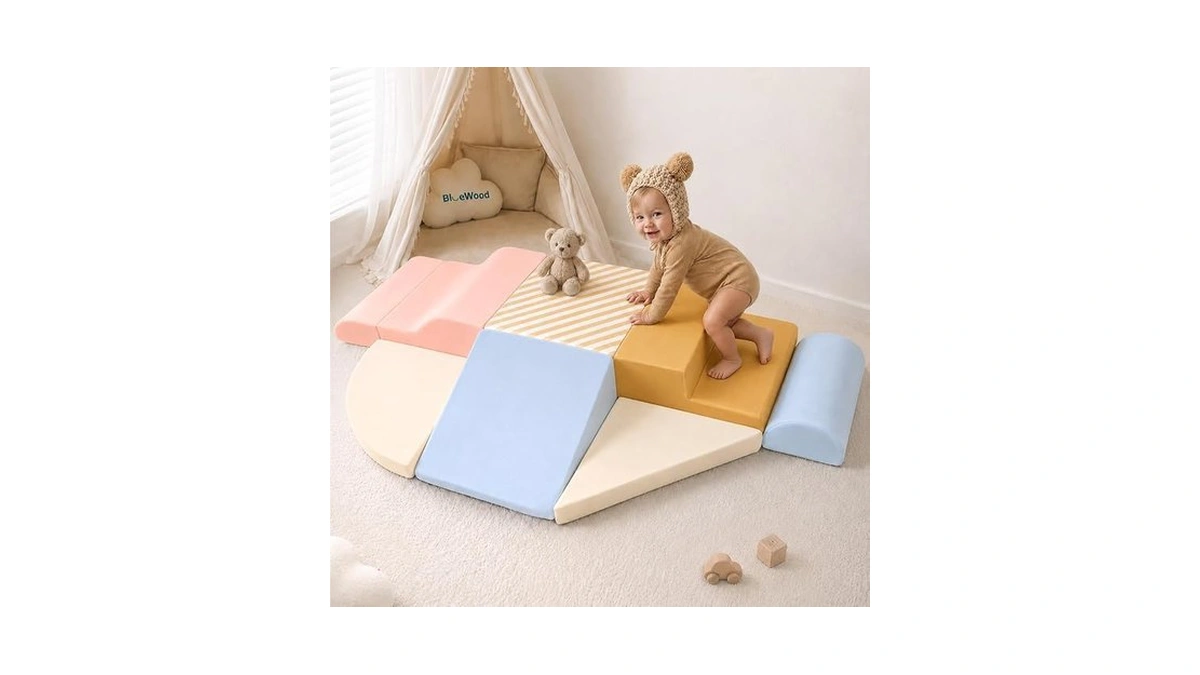 Bluewood Baby Foam Climbing Blocks, 7-piece Soft Play Set For