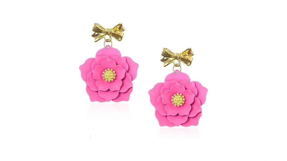 Seakuur Minimalist Bohemian Flower Bow Stud Earrings Romantic Camellia Earrings