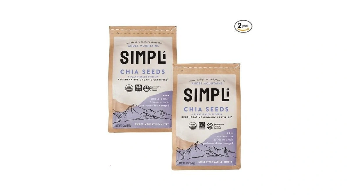 Simpli Regenerative Organic Chia Seeds, Black Whole Chia Seeds, Plant-based