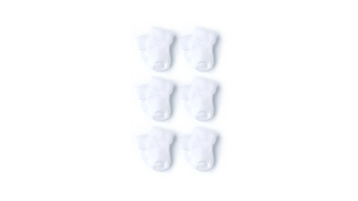Gerber Baby Girls 6-pair Sock Unisex Hosiery, White, 3-6 Months