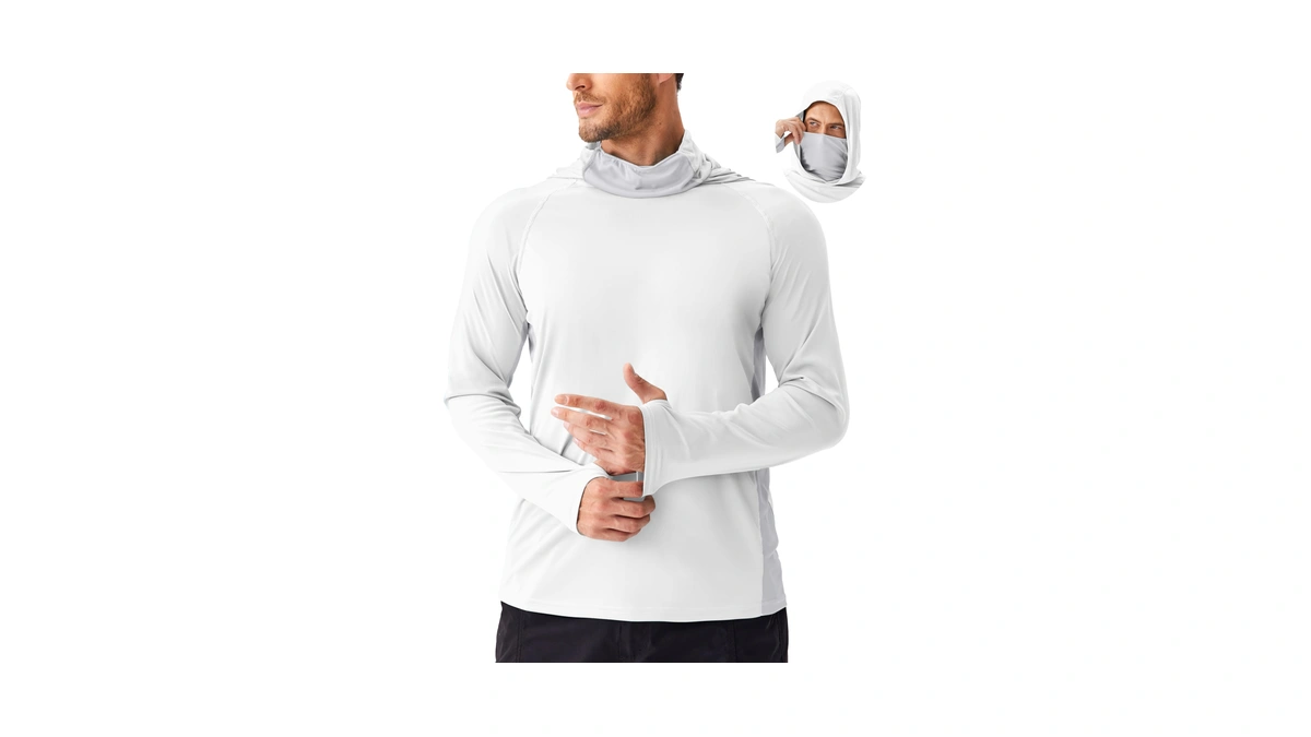 Pinspark Mens Uv Protection Shirts Upf 50+ Hoodie With Mask
