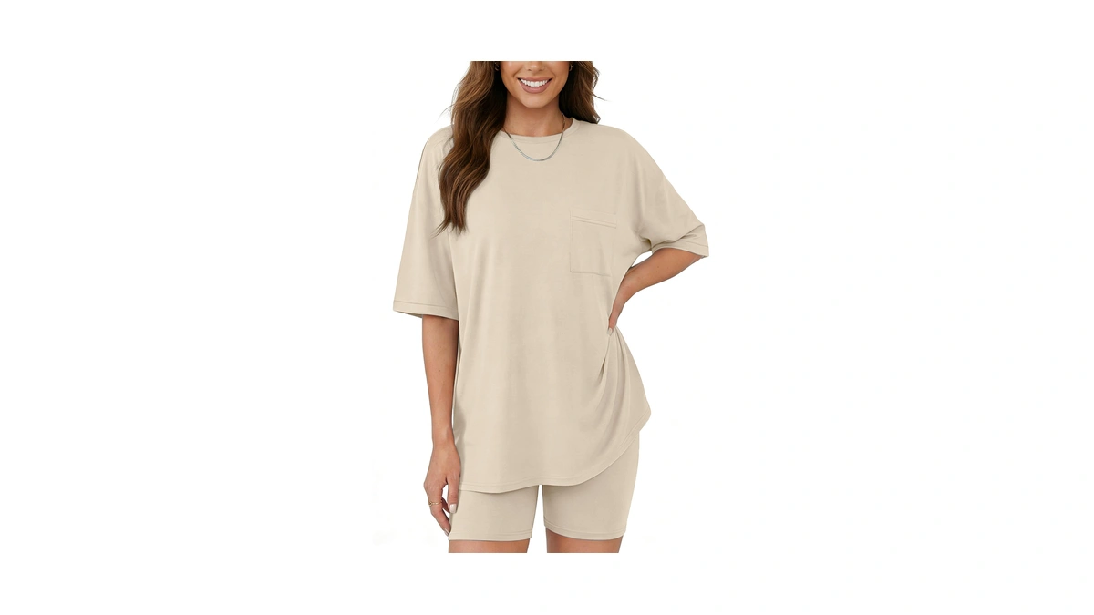 Aotasely 2 Piece Lounge Set Summer Outfits Oversized Biker Short