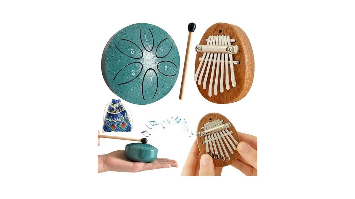 Jongdari Mini Rain Drum And Kalimba Thumb Piano, 2pcs Mini