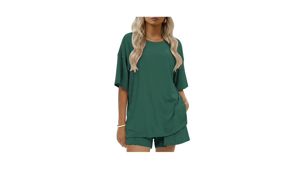 Ekouaer Womens Cotton 2 Pieces Short Sets Short Sleeve Outfits