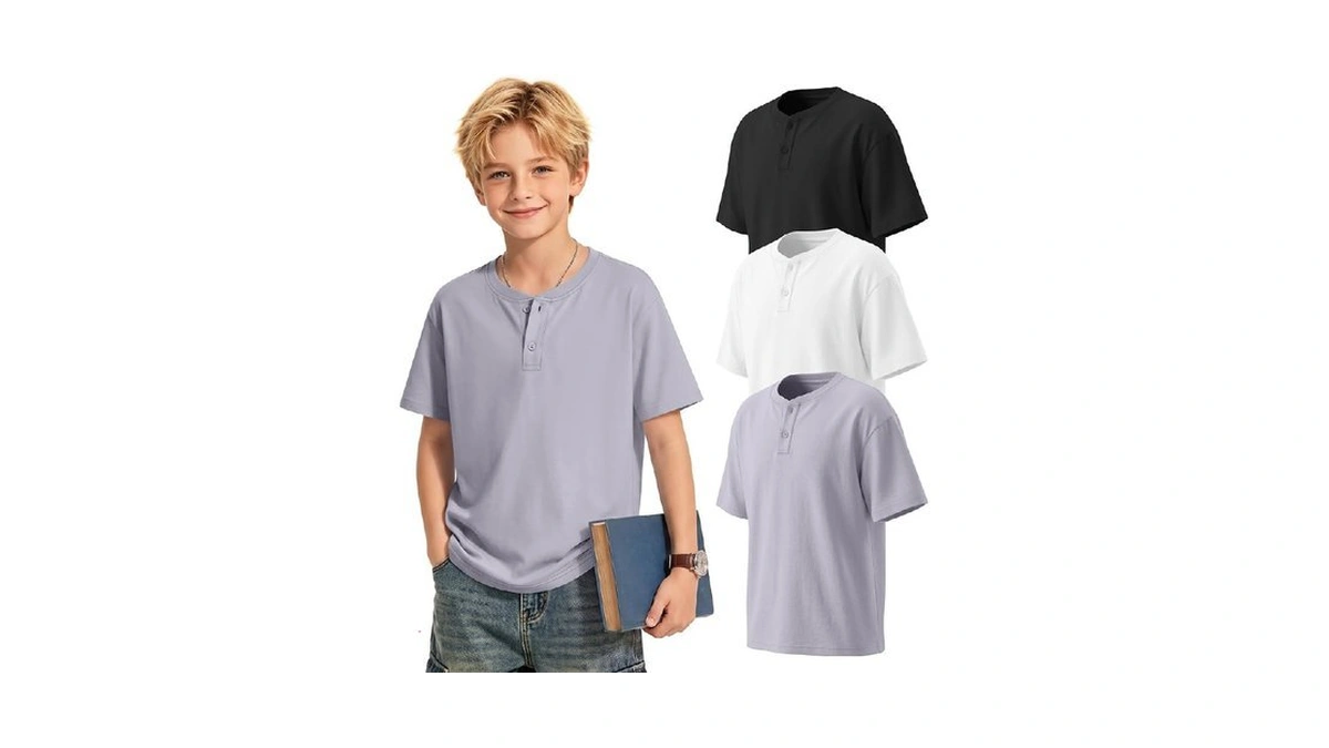 Mumucove 3 Pack Boys Henley Short Sleeve Shirts