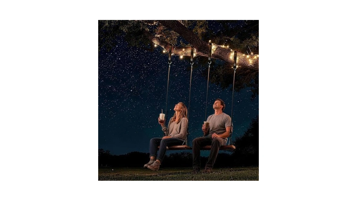 Hanging Wooden Swing With Adjustable Climbing...