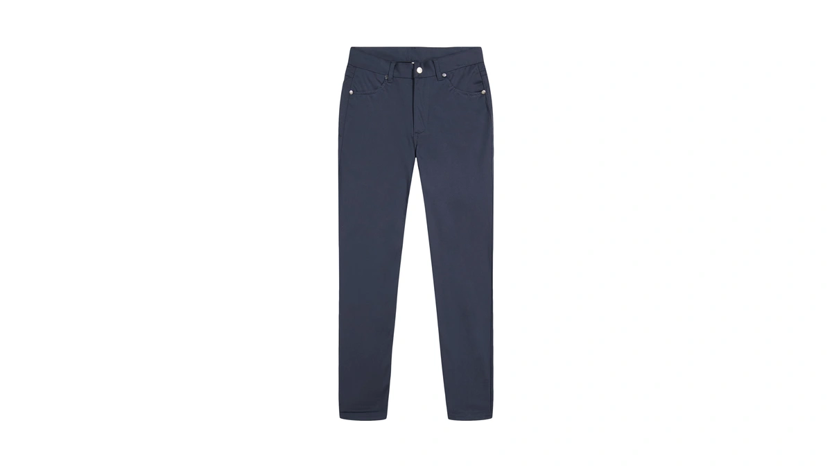 Izod Boys' School Uniform Flat Front Twill 5-pocket Pants, Navy,