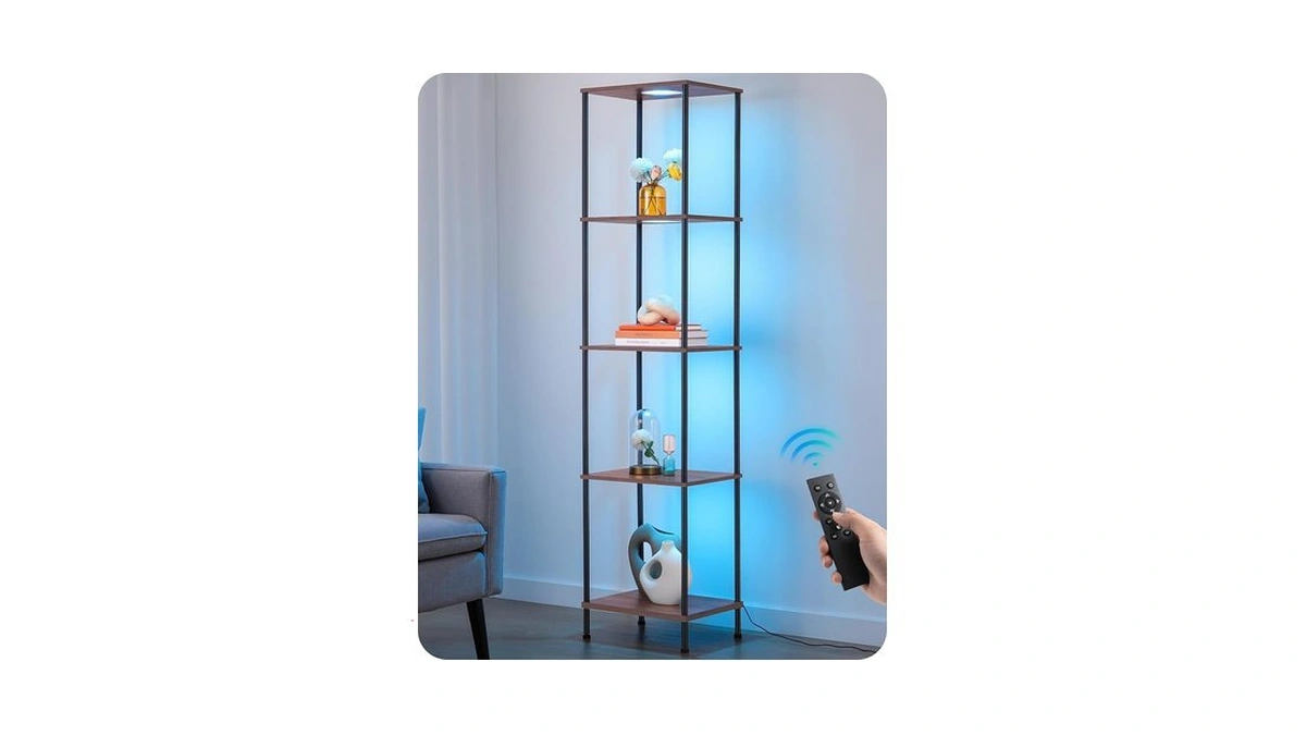 Edishine Rgbw 5-tier Display Shelf Floor Lamp, 3 Modes Remote,