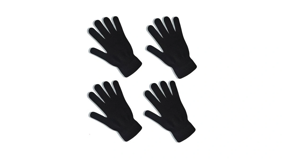Sliugloveun 2 Pairs Winter Black Knit Gloves Adults Warm Stretchy