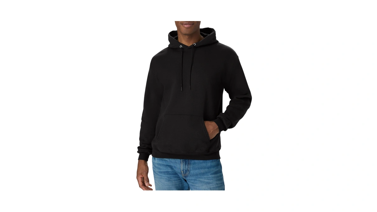 Hanes Men's Pullover Ecosmart Hooded Sweatshirt, Black, Large