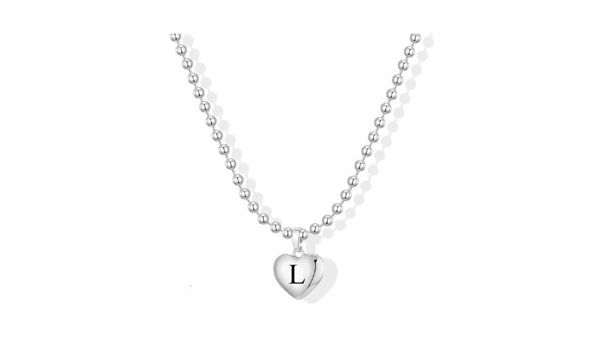 Kisscloud Heart Initial Necklace For Women, 14k Gold Silver Letter