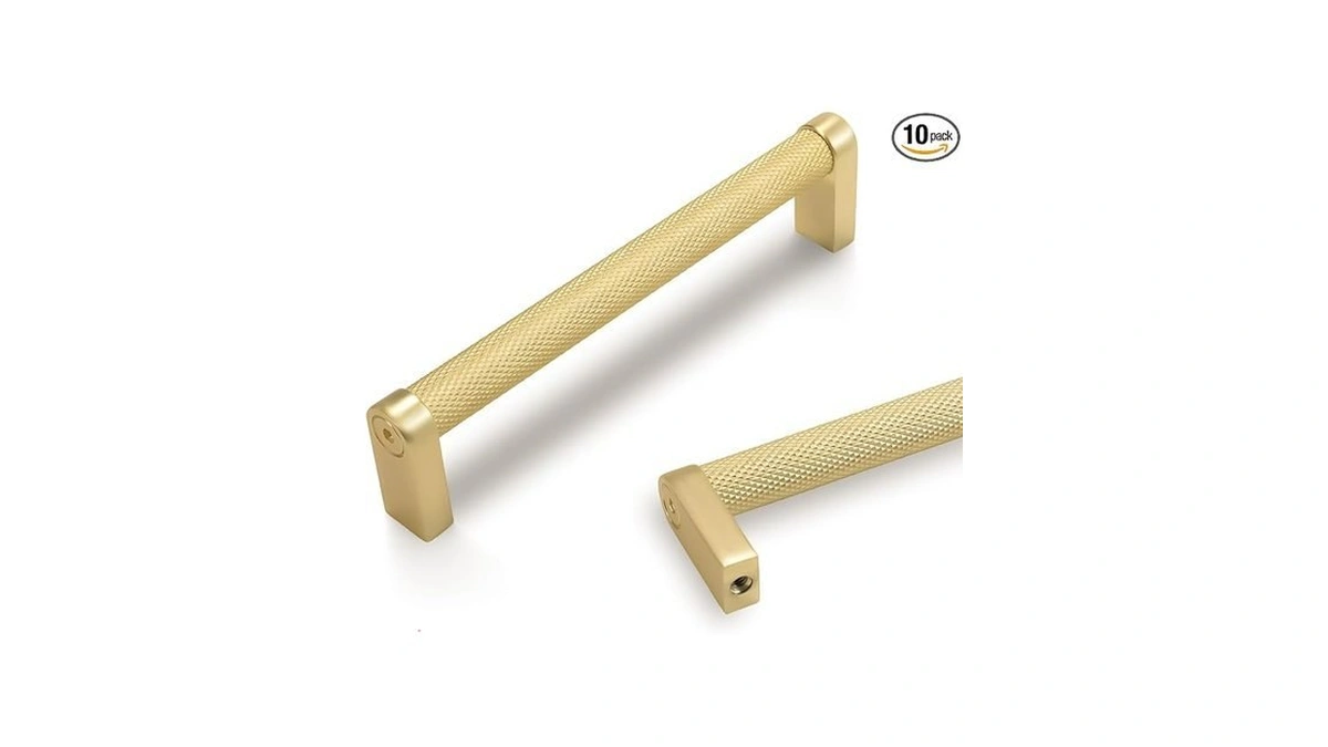 Povefonk 10 Pack 5 Inch(128mm) Brushed Brass Kitchen Cabinet Handles
