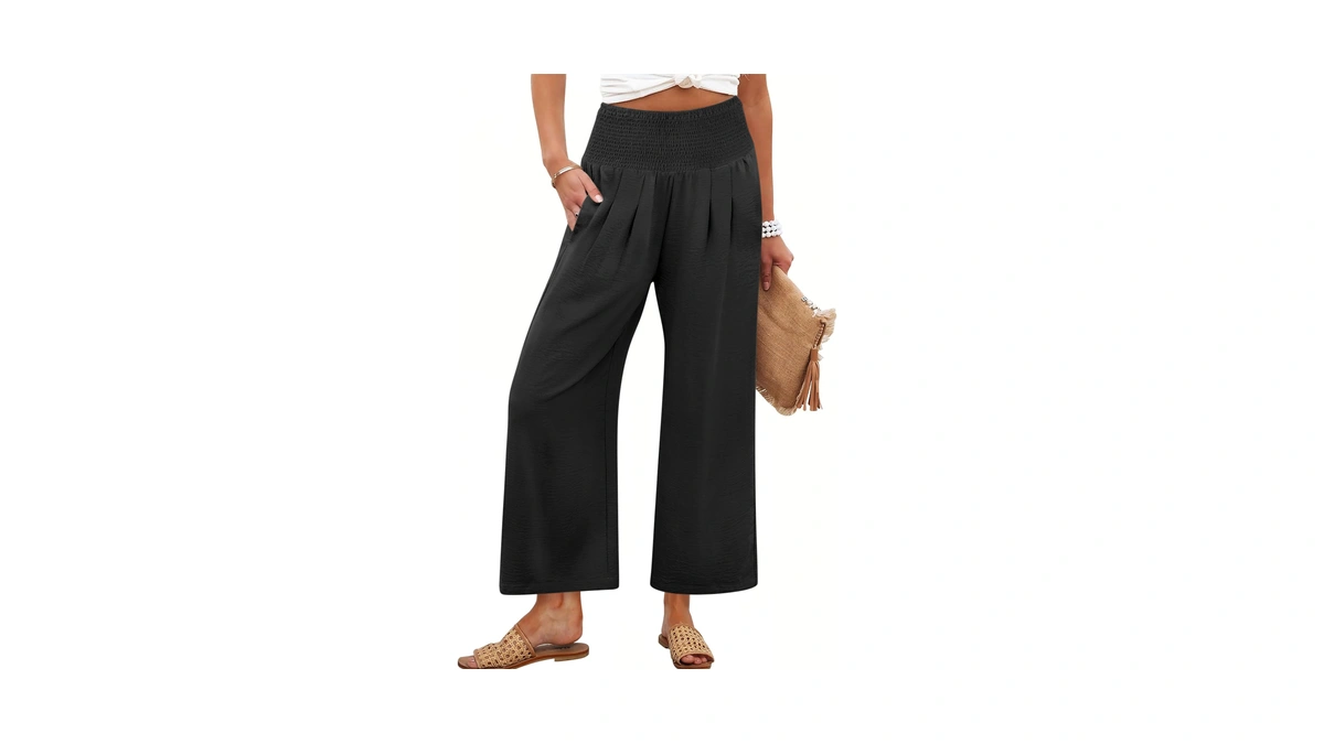 Anrabess Womens Wide Leg Palazzo Pants With Pockets,black,m
