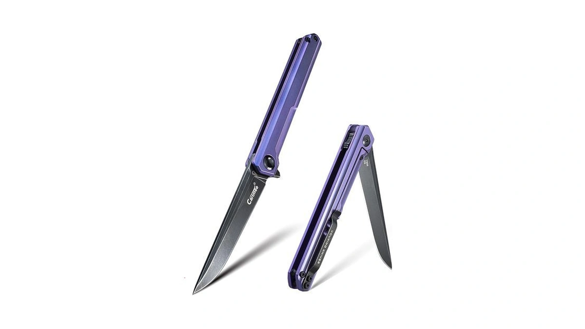 Carimee Titanium Handle Pocket Knife, Folding Edc Flipper Knife Gentleman's