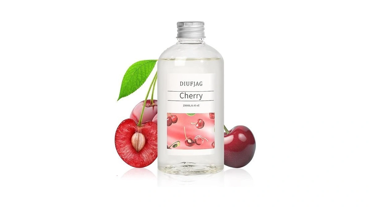 Cherry Diffuser With 10 Fiber Sticks, 6.7 Oz Diffusers For