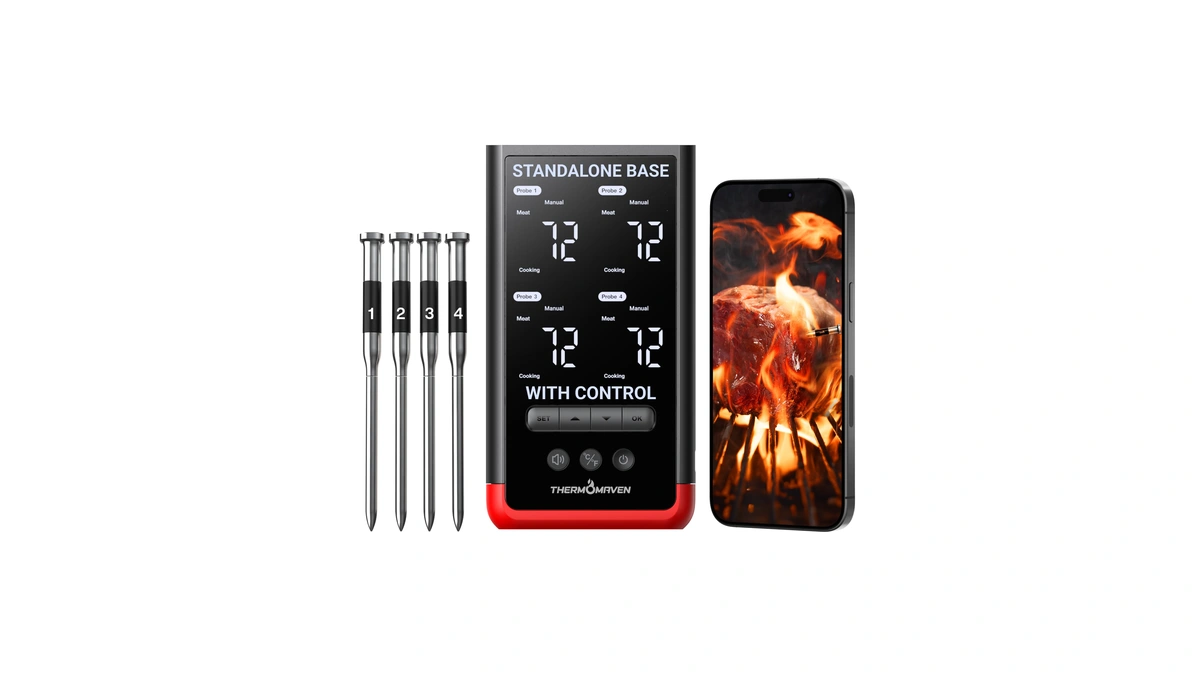 Thermomaven Wifi Wireless Meat Thermometer, 4 Probes, Smart Base, 6