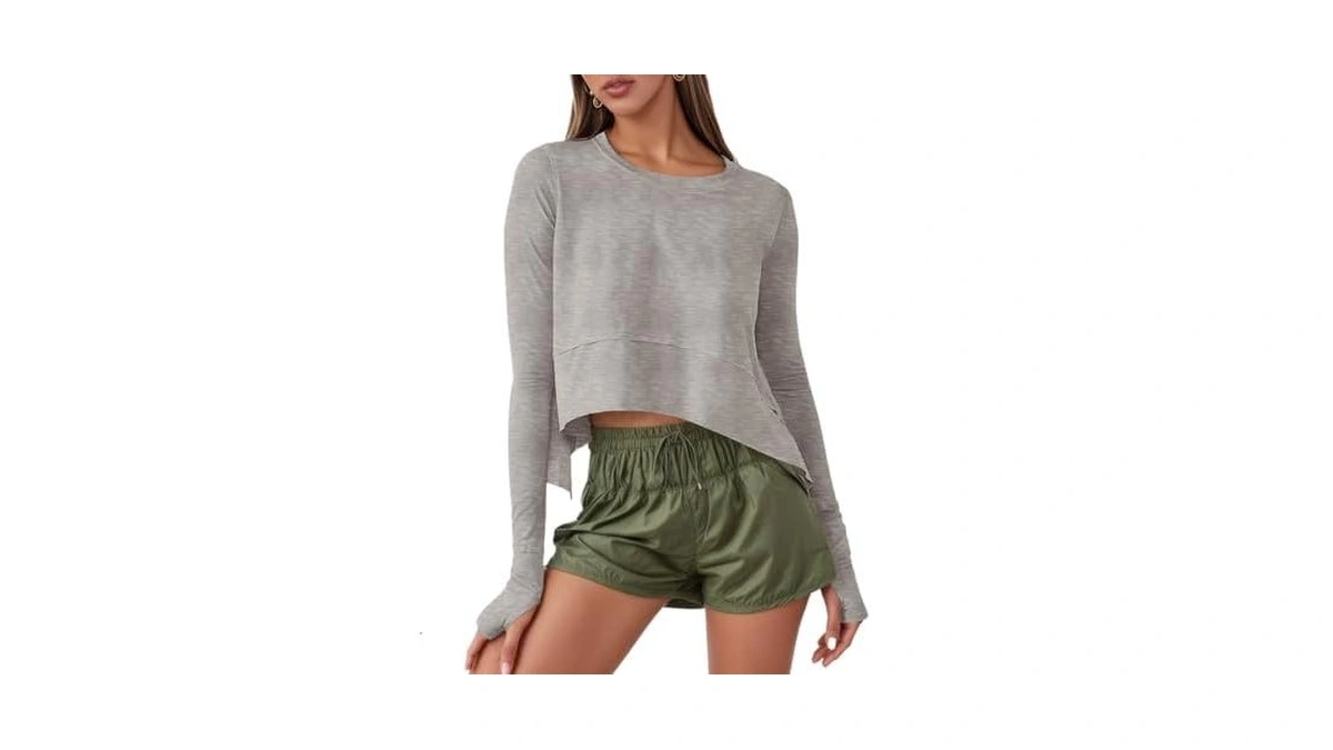 Aurgelmir Womens Long Sleeve Crop Tops Workou...