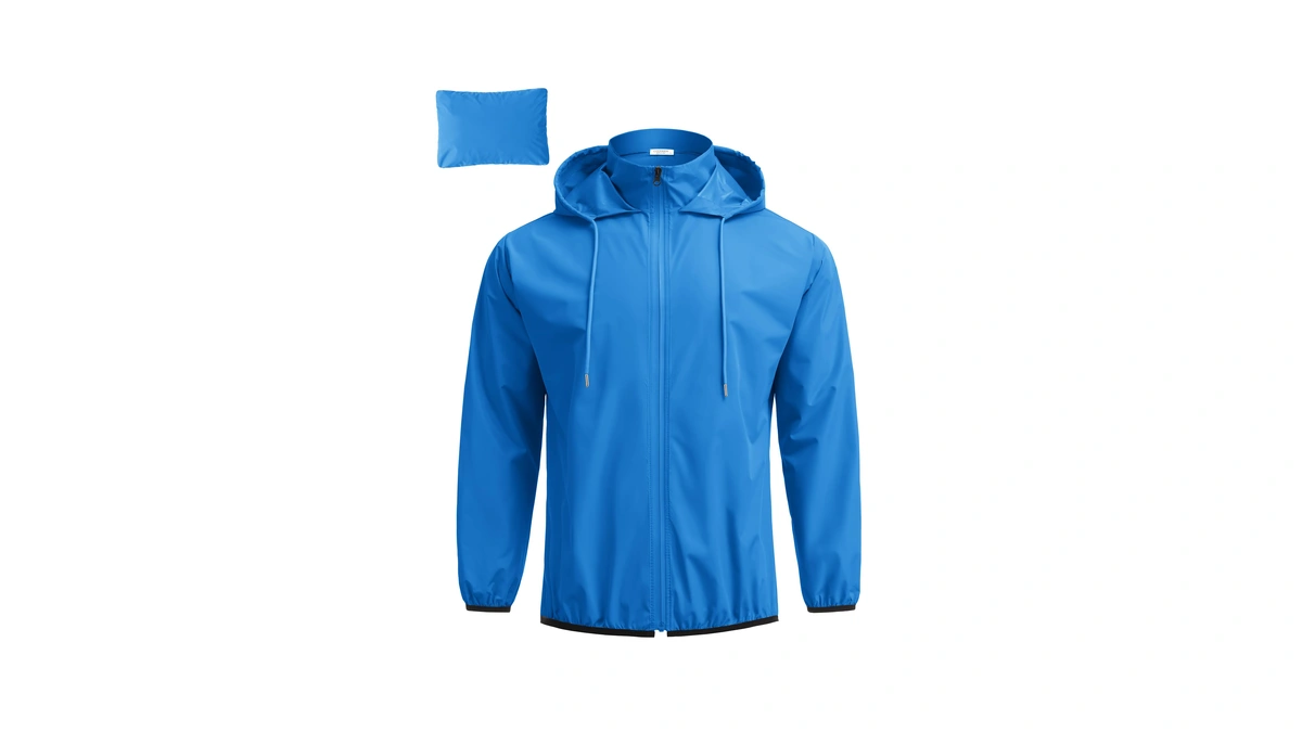 Coofandy Men's Raincoat Waterproof Hooded Packable Waterproof Rain Jacket Summer