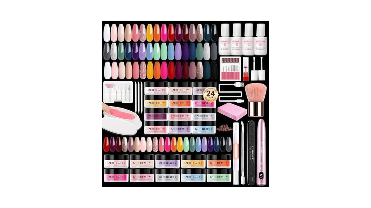 Azurebeauty Dip Powder Nail Kit With Electric Nail Drill Nude