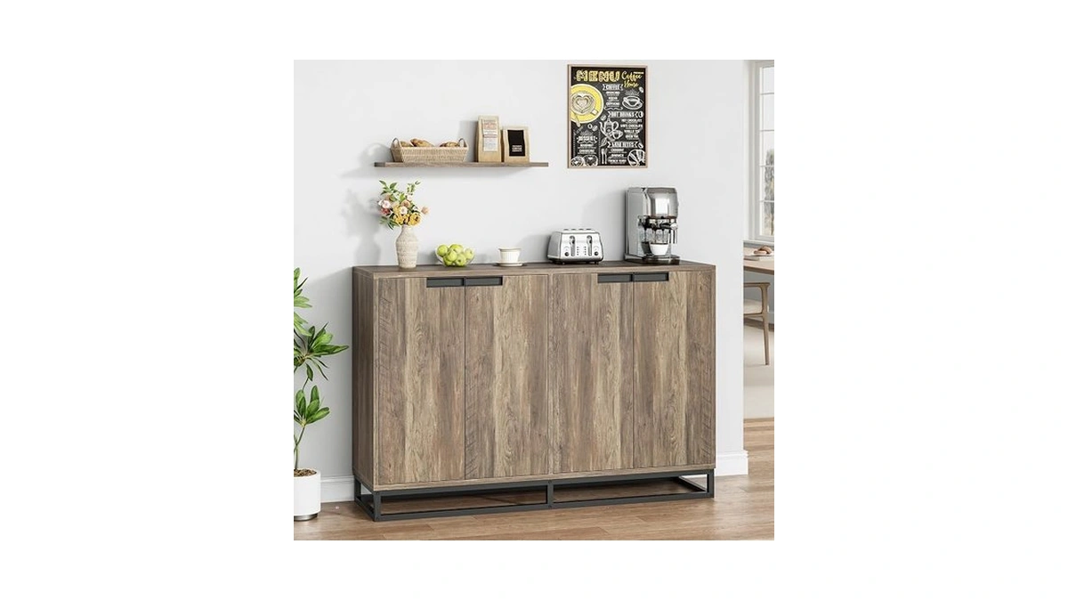 Garvee 55" Sideboard Buffet Cabinet, Console Table With Sliding Door