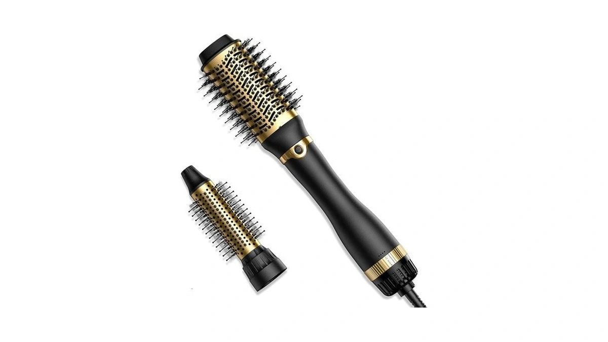 Hair Dryer Brush With Two Interchangeable Barrels (oval And Round),