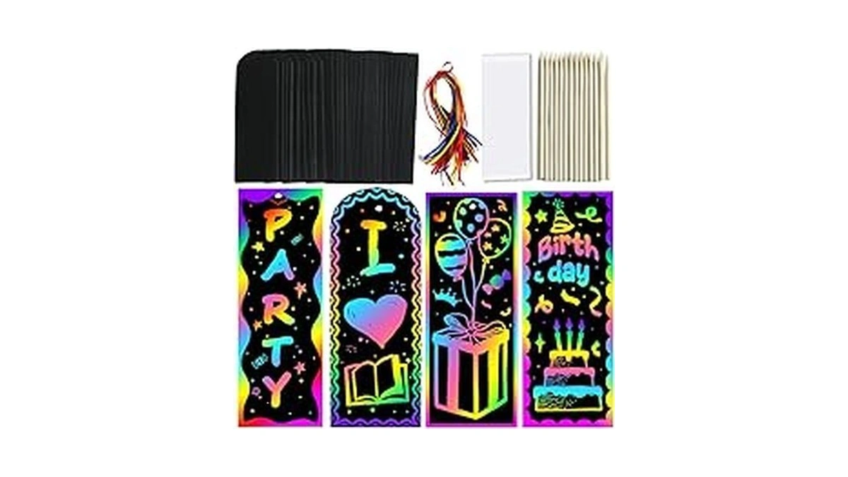 Zmlm Rainbow Scratch Paper Art Bookmarks For Kids Party Favors