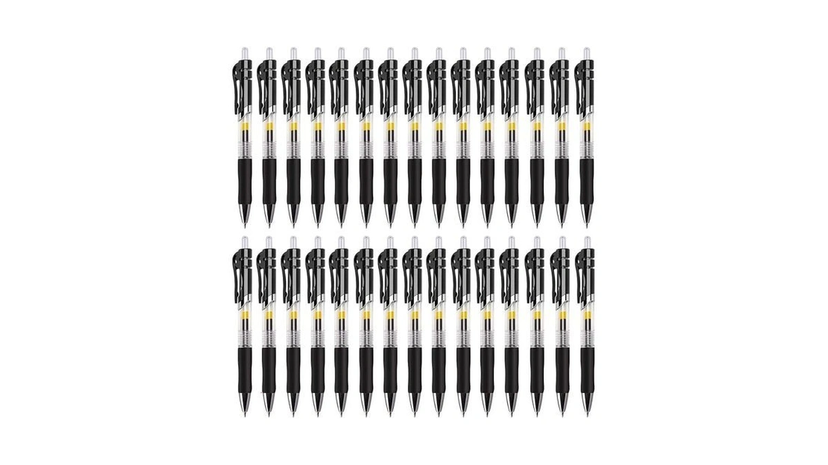Horsebe 30 Pack Black Retractable Gel Pens, 0.7mm Fine Point
