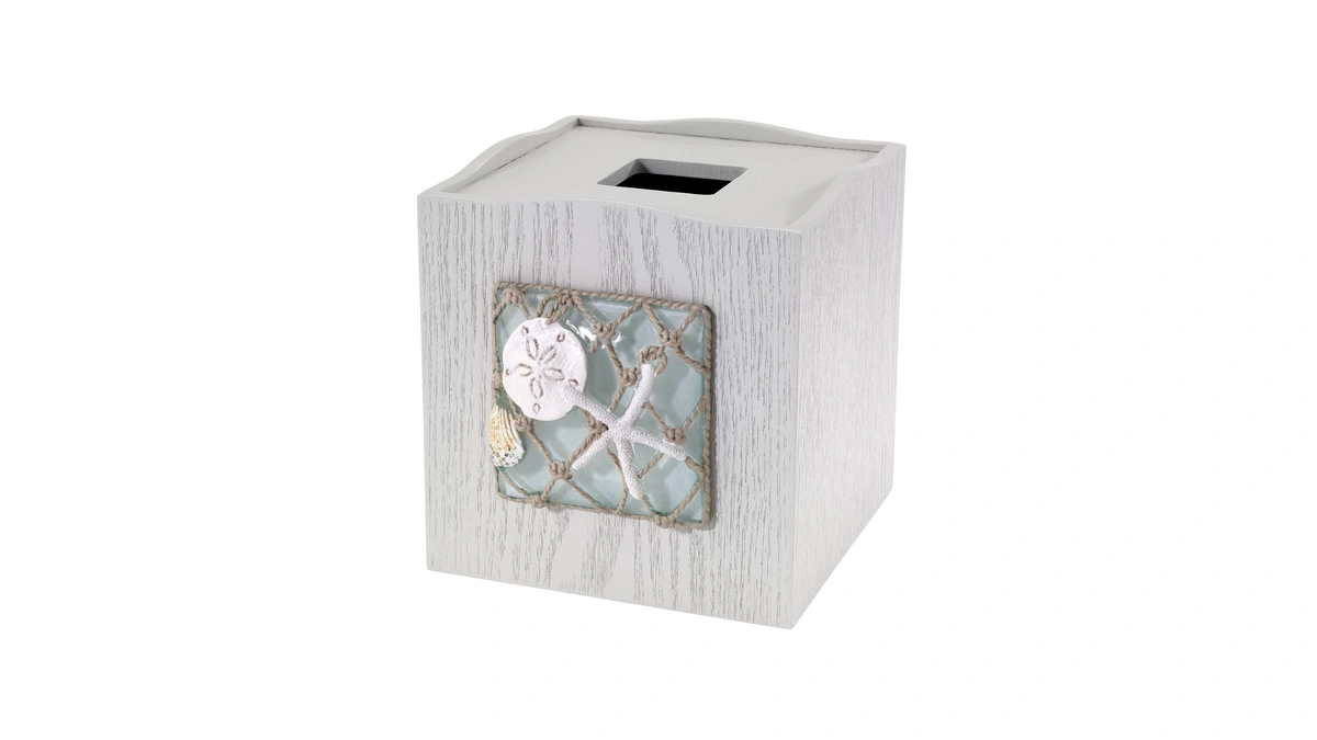 Avanti Linens - Tissue Box Cover, Coastal Home Decor, Seaglass
