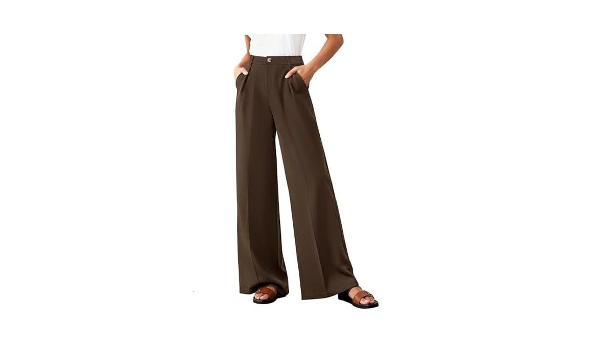 Btfbm Wide Leg High Waisted Dress Pants Women Pockets,black,large