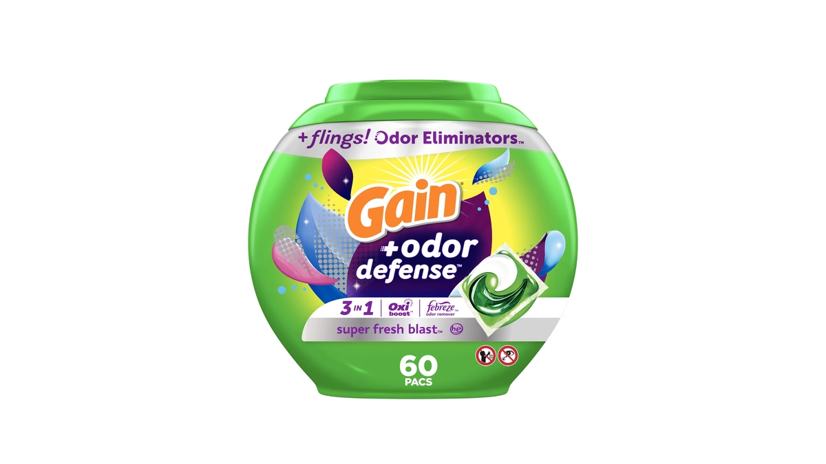 Gain Flings Laundry Detergent Pacs With Odor Defense, 60 Count,