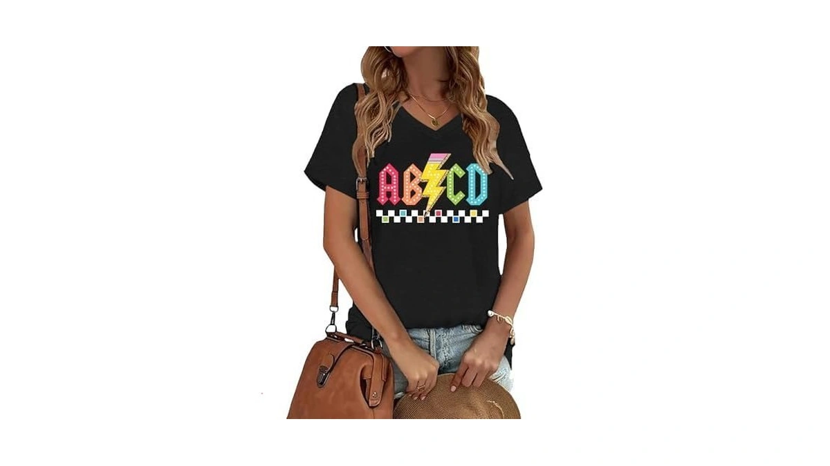 Teacher Shirts Women Teacher Life V-neck Short Sleeve T-shirt Abcd