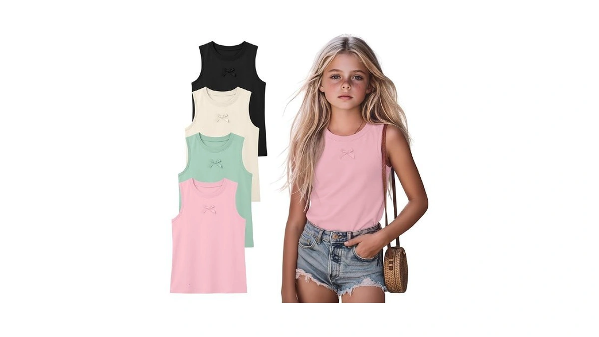 Mumucove 4 Pack Girls Crew Neck Tank Tops