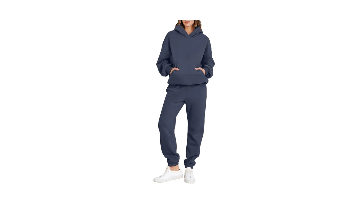 Anrabess 2 Piece Set For Women Fall Outfits Sweatsuits,navy Blue,m