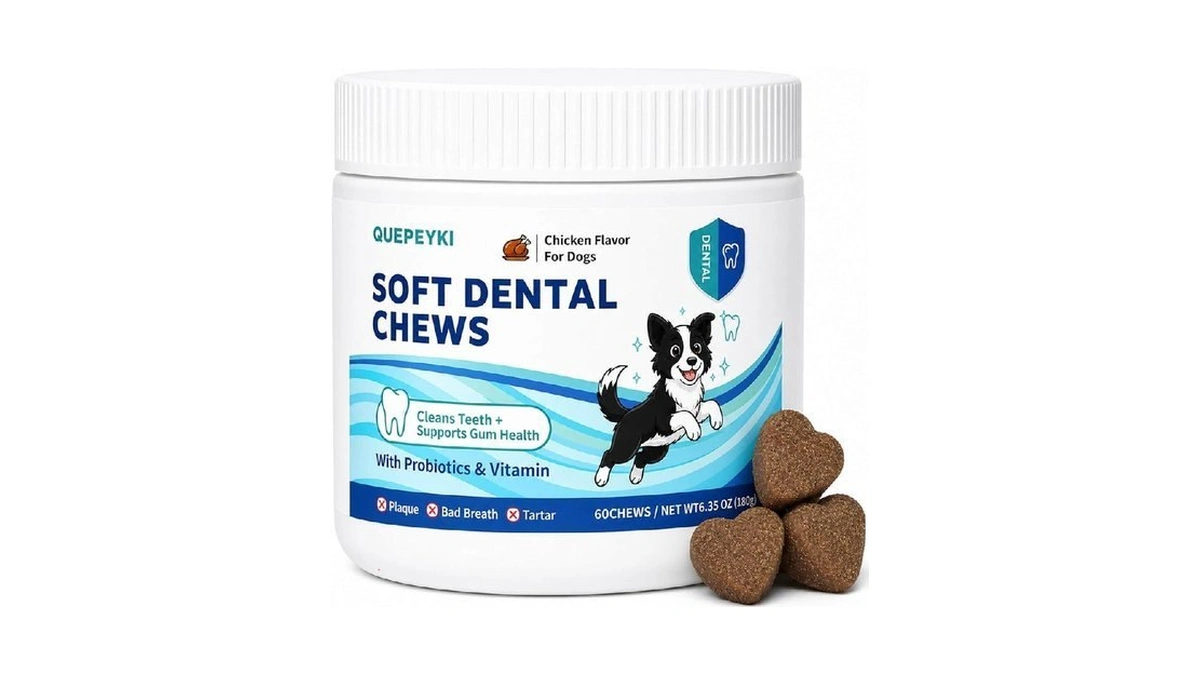 Quepeyki Dog Dental Chews For Bad Breath, 60 Soft Chicken