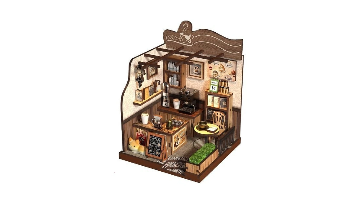 Easywave Book Nook Kit - Diy Mini Wooden Puzzle, Country