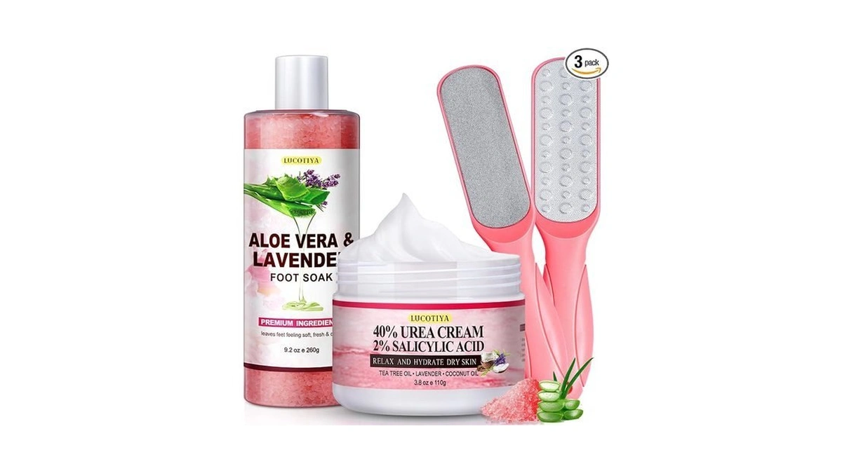 Aloe & Lavender Foot Soak Set - Salts, Foot File,