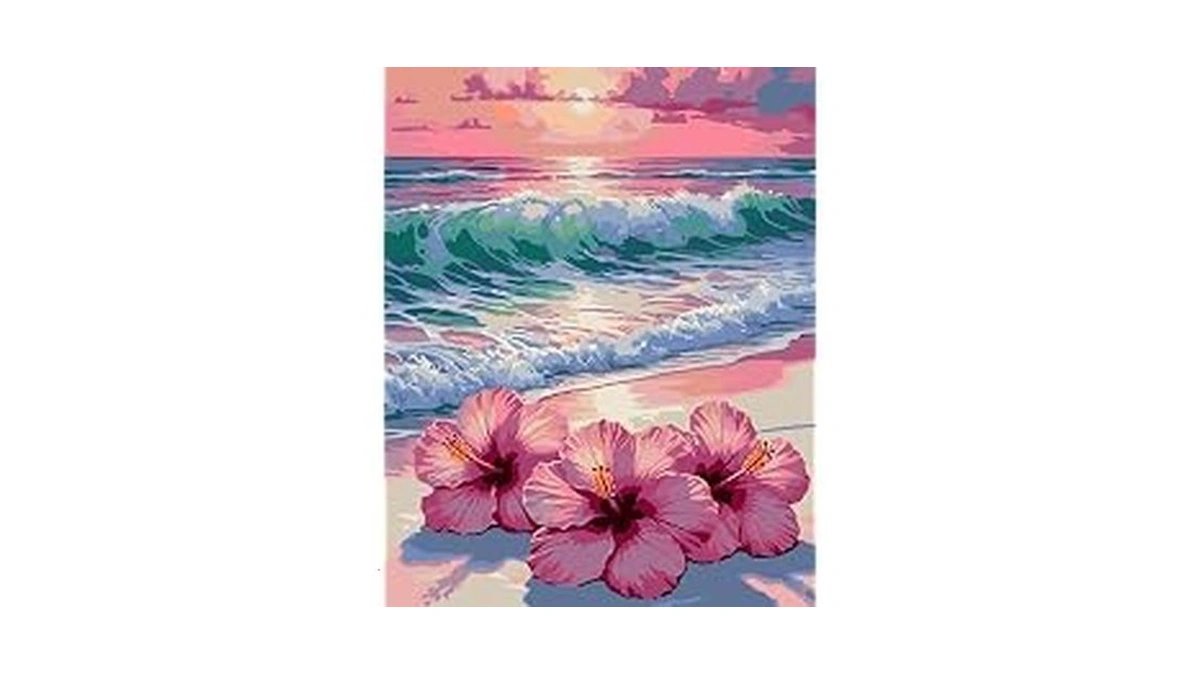 Ekuxom Beach Paint By Numbers Kit For Adults On Canvas