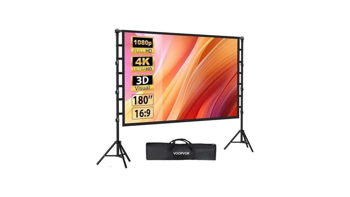 Voopvor 180 Inch Outdoor Projector Screen With Stand, Portable Movie