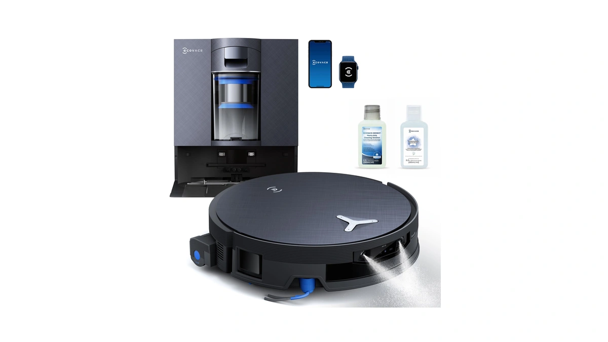 Ecovacs Deebot X12 Omnicyclone Robot Vacuum, Focusjet Pre-spray Roller Mop