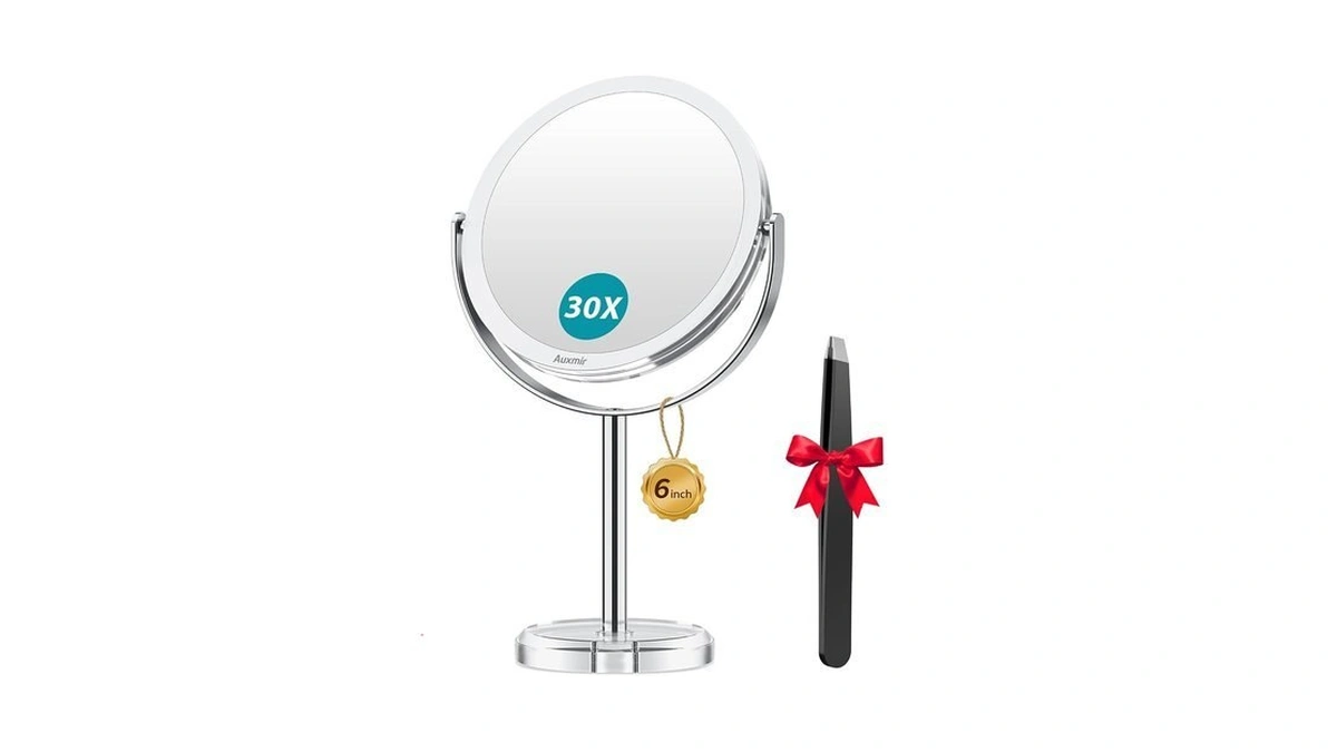 Auxmir 1x/30x Double-sided Makeup Mirror, 6.7" Magnifying Mirror
