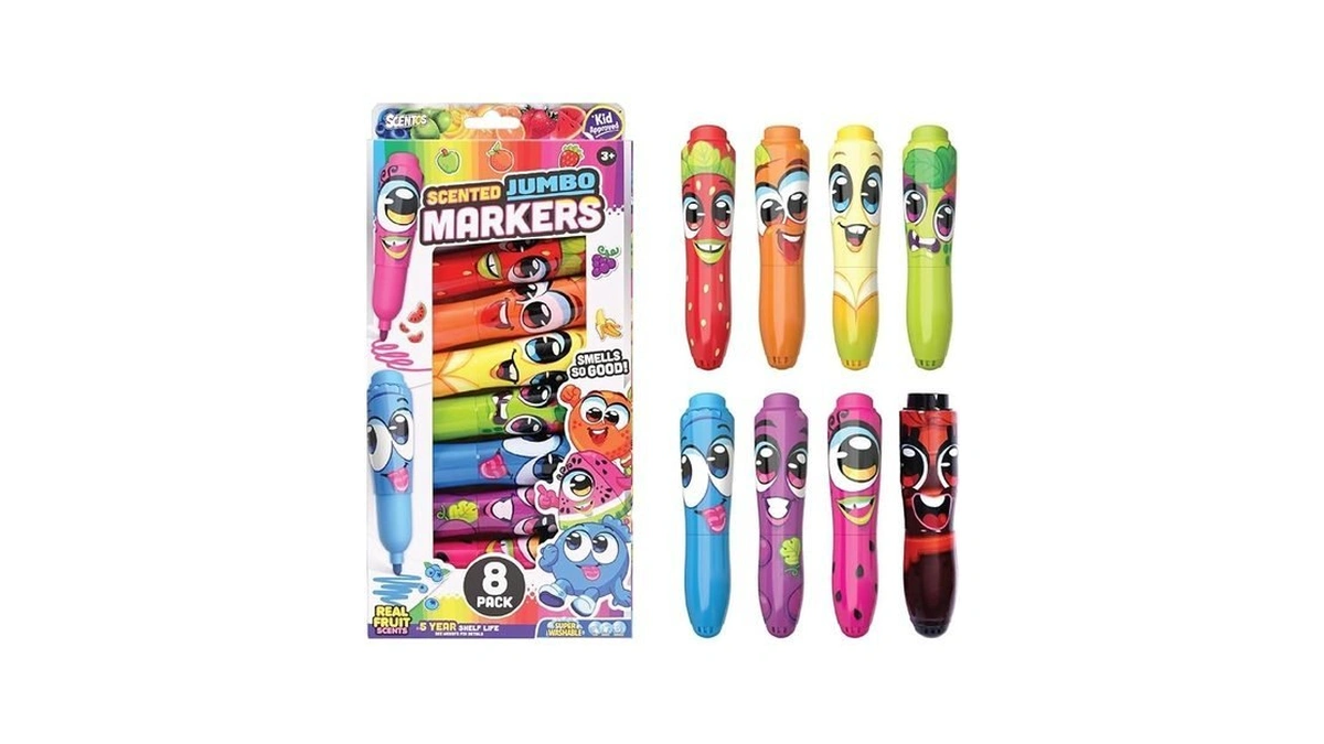 Scentos Scented Jumbo Markers 8 Pack,fruit Scent, 8 Colors, Different