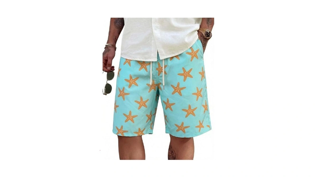 Amazon code: Men's Hawaiian Shorts Starfish Print Bea