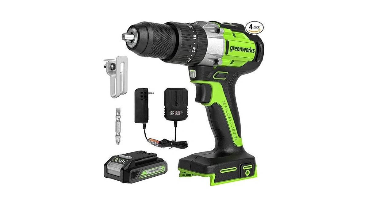Greenworks 24v Brushless 1/2" Hammer Drill (530 In-lbs.) 2.0ah Battery