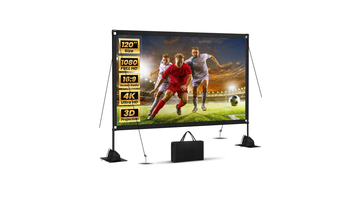 120inch Projector Screen With Stand: Portable Projector Screen Outdoor Indoor