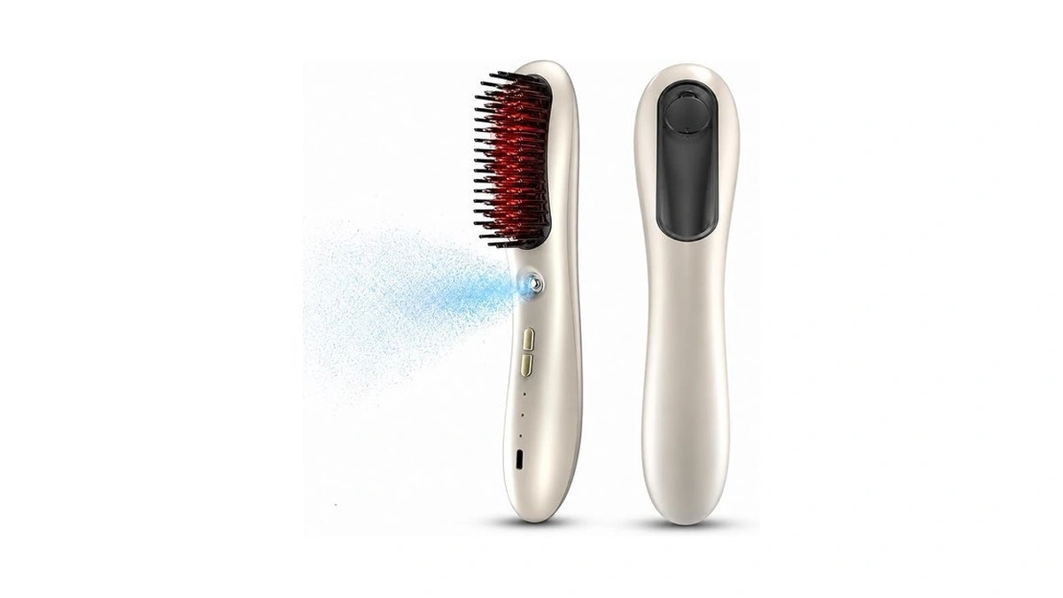2-in-1 Cordless Hair Straightener, Portable Mist Brush