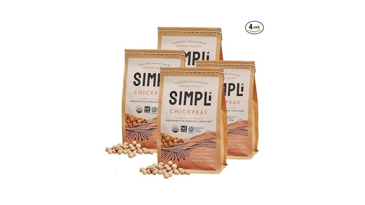 Simpli Regenerative Organic Certified Chickpeas, High In Fiber And Protein,
